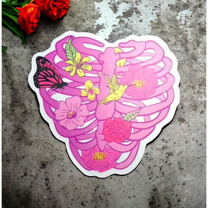 Ribcage Sticker Butterfly Flowers Spooky Pastel Goth Cute Creepy Punk Scary